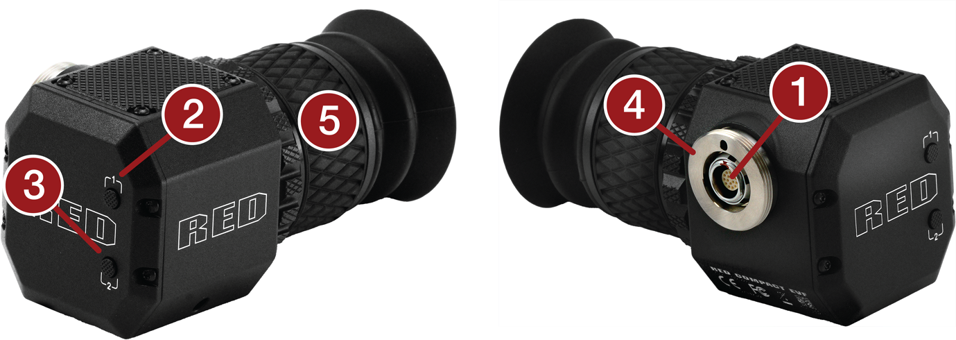 A collage of a black object with a black circle and red circle with white text

Description automatically generated